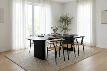 Noira spisegruppe uttrekkbar 220-320 cm svart med 6 Elysia spisestoler - Svartbeiset eik - Møbler - Bord - Spisegrupper
