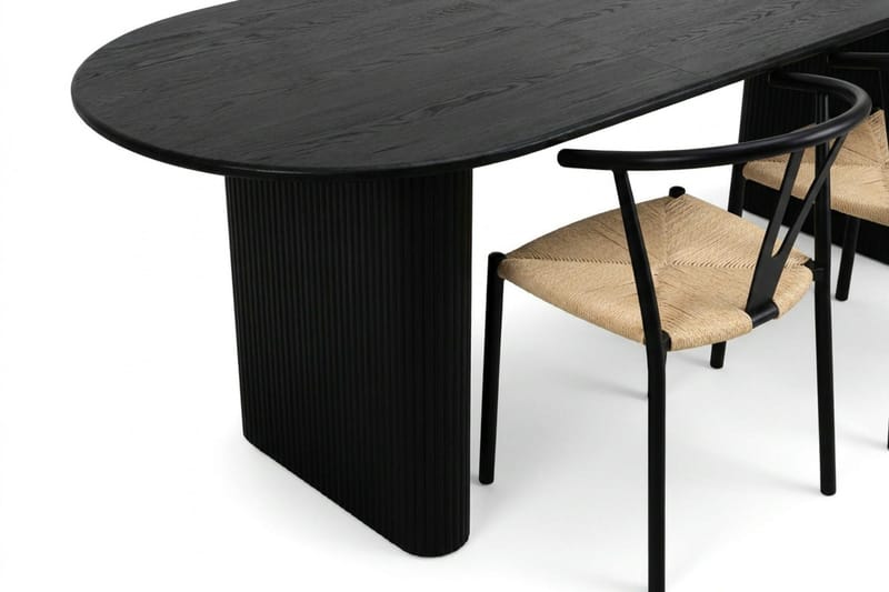 Noira spisegruppe uttrekkbar 220-320 cm svart med 6 Elysia spisestoler - Møbler - Bord - Spisegrupper
