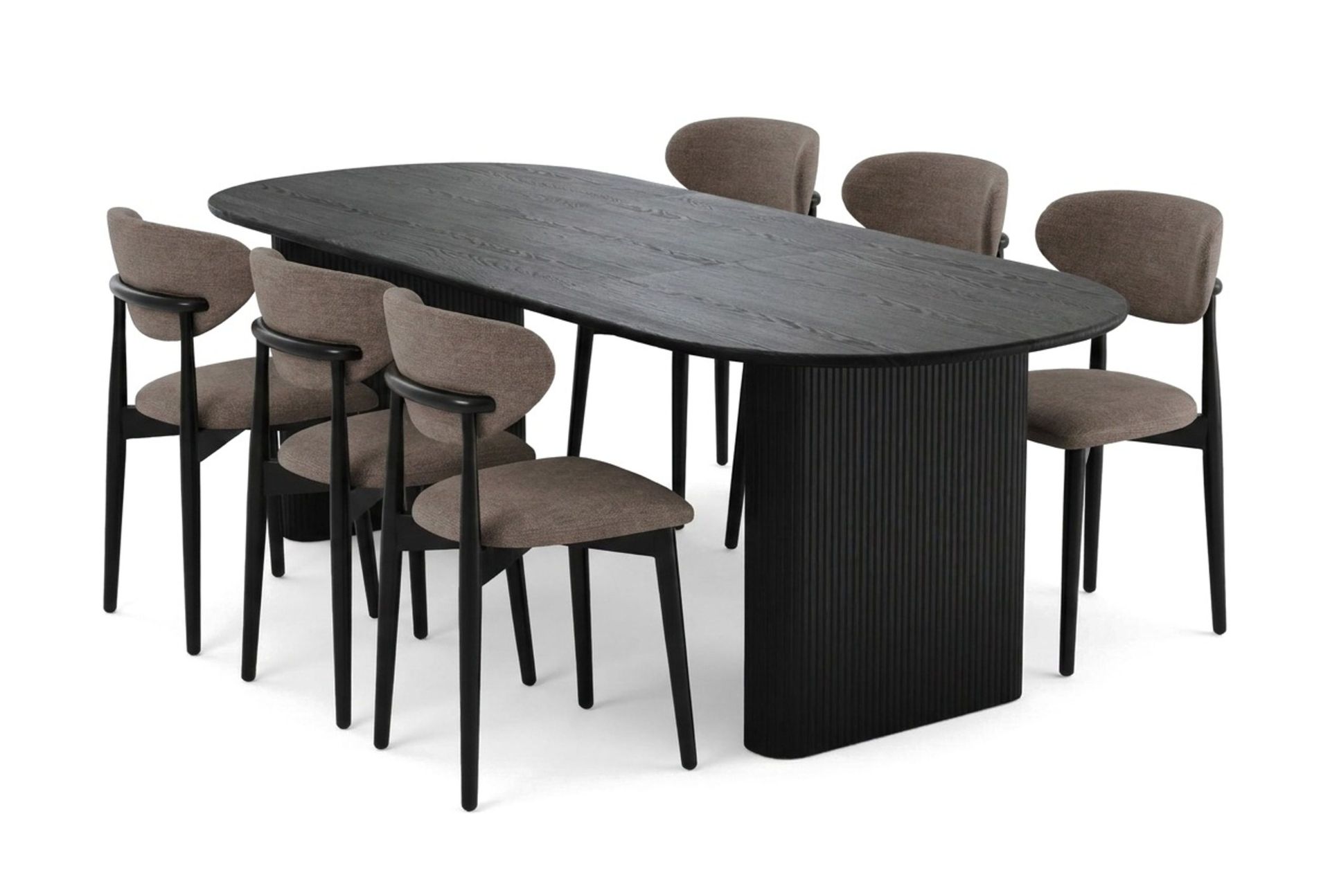 Noira spisegruppe uttrekkbar 220-320 cm svart med 6 Molly spisestoler - Svart