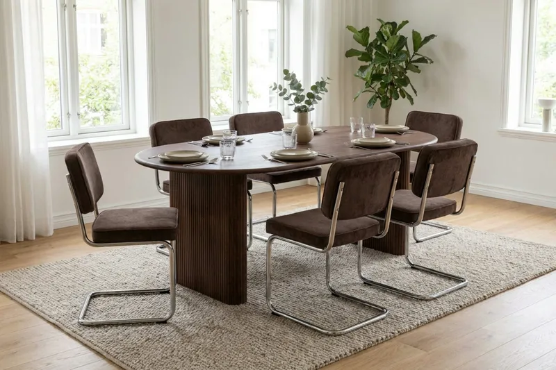 Noira uttrekkbart spisebord 160/220x100cm - Valnøtt - Møbler - Bord - Spisebord & kjøkkenbord