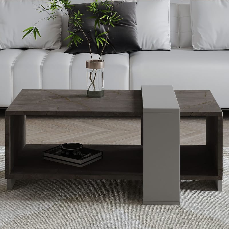 Norell Sofabord 90x40x49 cm - Gordion marmor og grå - Møbler - Bord - Sofabord
