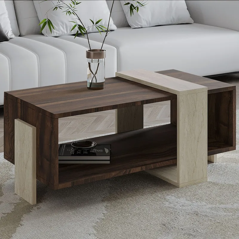 Norell Sofabord 90x40x49 cm - Travertine Walnut - Møbler - Bord - Sofabord