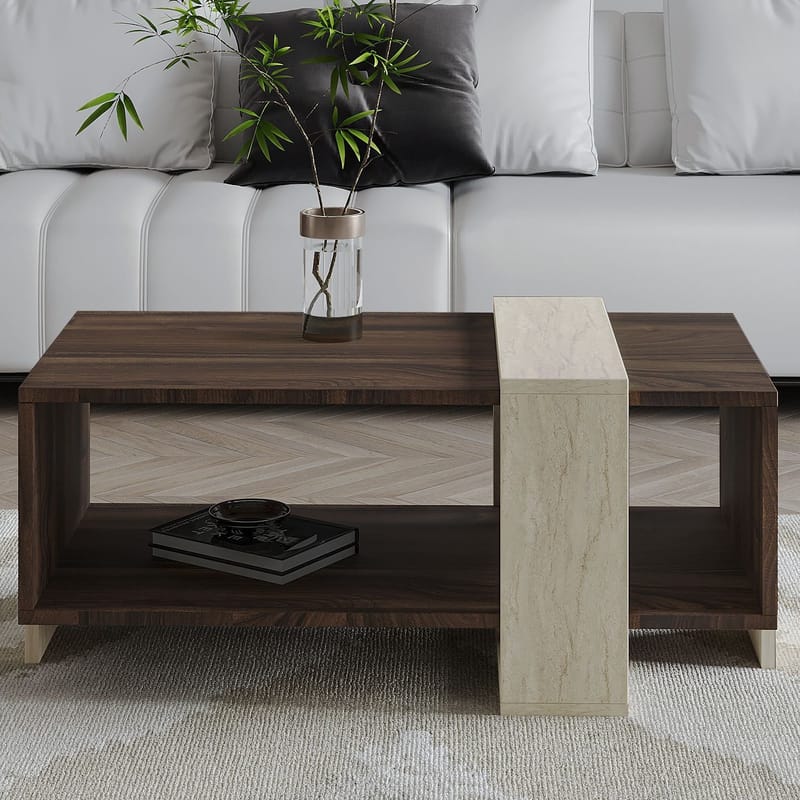 Norell Sofabord 90x40x49 cm - Travertine Walnut - Møbler - Bord - Sofabord
