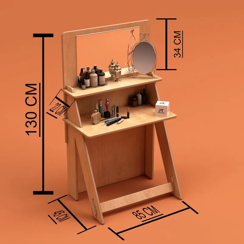 Norena Sminkebord 85 cm - Naturlig tre - Møbler - Bord - Sminkebord & toalettbord - Sminkebord med speil