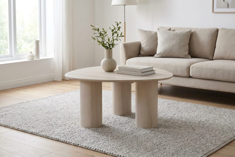 Nova Sofabord Triangelformet 85 cm - Hvitlasert - Møbler - Bord - Sofabord