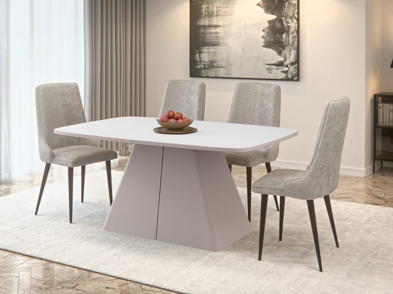 Novaj Spisebord uttrekkbart 180-256 cm - beige, hvit - Møbler - Bord - Spisebord & kjøkkenbord