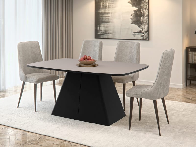 Novaj Spisebord uttrekkbart 180-256 cm - svart, beige - Møbler - Bord - Spisebord & kjøkkenbord