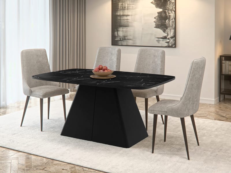 Novaj Spisebord uttrekkbart 180-256 cm - Svart (marmor) - Møbler - Bord - Spisebord & kjøkkenbord