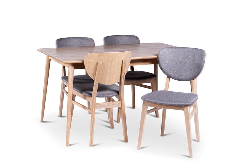 Odense Spisegruppe 140 cm med 4 Borgholm Stoler i heltre - Natur - Møbler - Bord - Spisegrupper