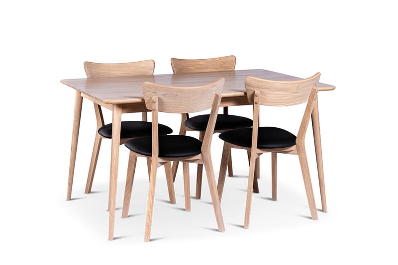 Odense Spisegruppe 140 cm med 4 Eksjø Stoler i heltre - Natur - Møbler - Bord - Spisegrupper