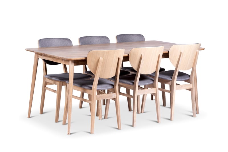 Odense Spisegruppe 180 cm med 6 Borgholm Stoler i heltre - Natur - Møbler - Bord - Spisegrupper