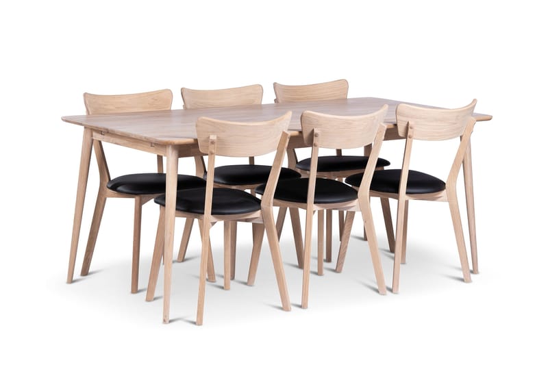 Odense Spisegruppe 180 cm med 6 Eksjø Stoler i heltre, Natur