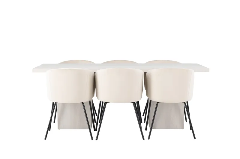 Olga Matgruppe 200 cm Rektangulær med 6 Berit Stoler, Beige