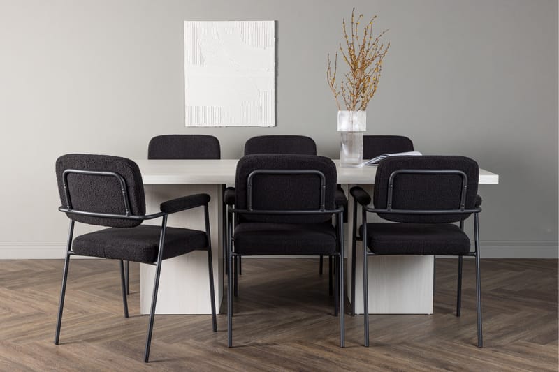 Olga Matgruppe 200 cm Rektangulær med 6 Yesterday Stoler - Sort - Møbler - Bord - Spisegrupper