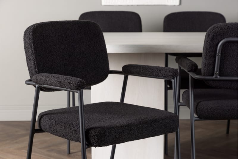 Olga Matgruppe 200 cm Rektangulær med 6 Yesterday Stoler - Sort - Møbler - Bord - Spisegrupper