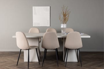 Olga Matgruppe 200 cm Rektangulær med 6 Polar Stoler - Beige - Møbler - Bord - Spisegrupper