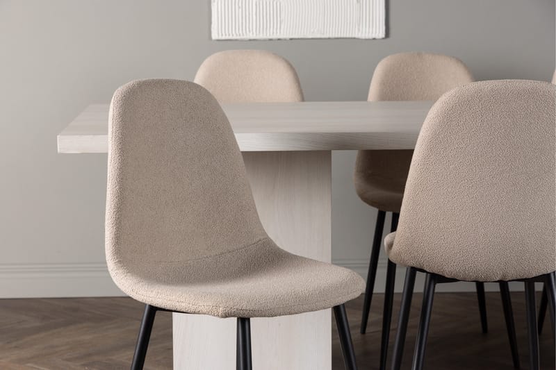 Olga Matgruppe 200 cm Rektangulær med 6 Polar Stoler - Beige - Møbler - Bord - Spisegrupper