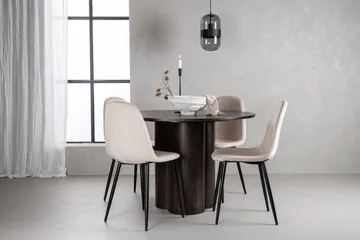 Olivero Spisegruppe 110 cm Rund med 4 Bennie Stoler - Beige - Møbler - Bord - Spisegrupper