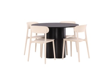 Olivia Matgruppe 110 cm Rund med 4 Åstol Stoler - Beige - Møbler - Bord - Spisegrupper