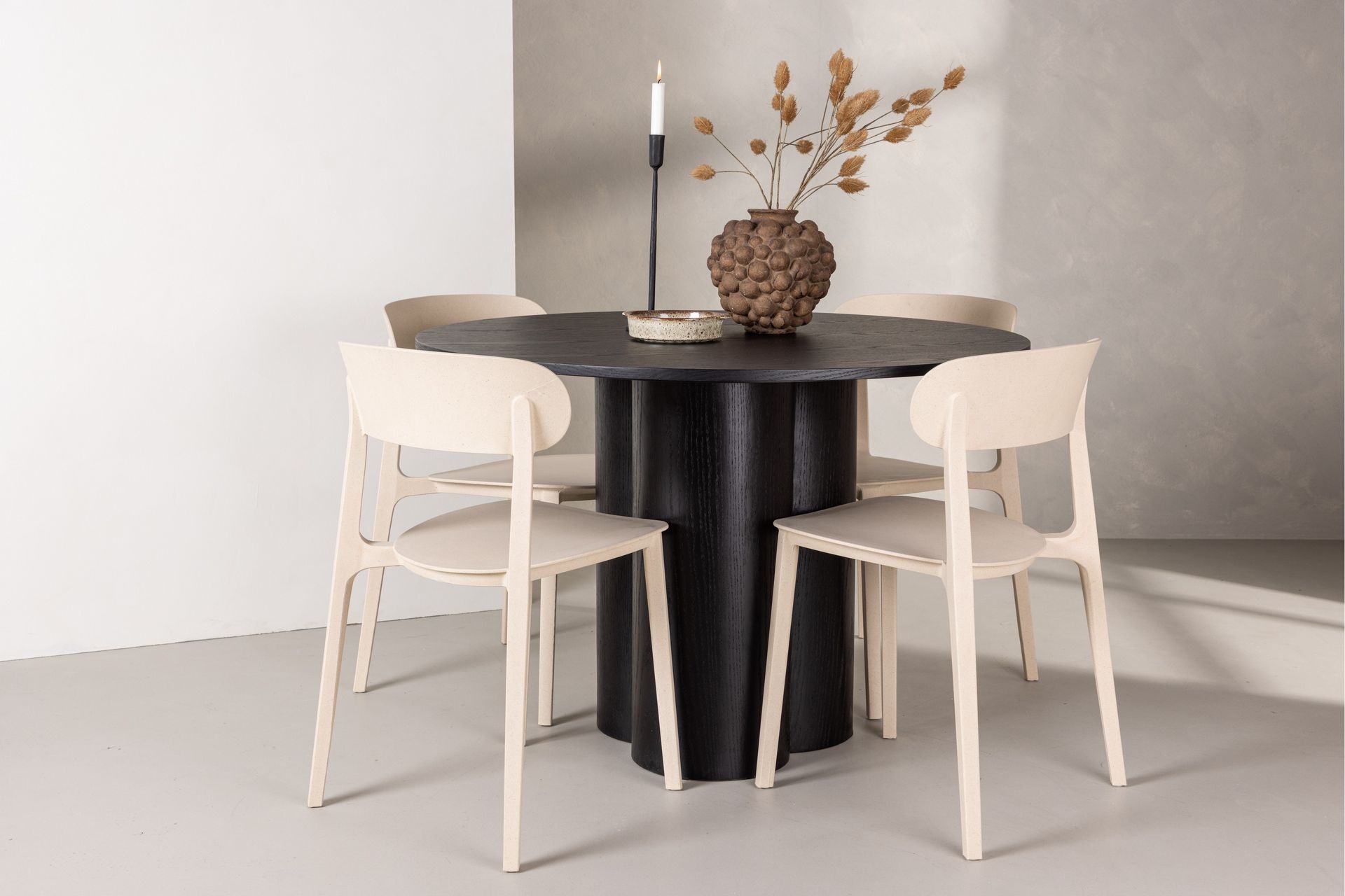 Olivia Matgruppe 110 cm Rund med 4 Åstol Stoler - Beige - Møbler - Bord - Spisegrupper