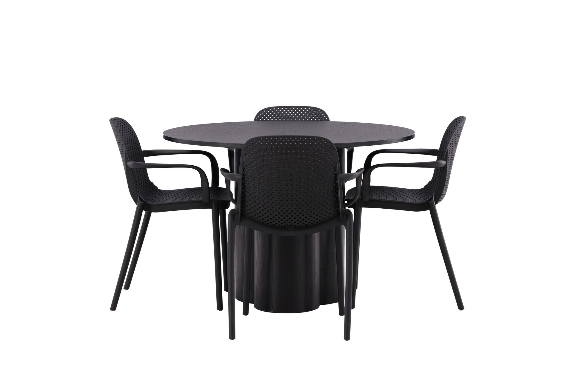 Olivia Matgruppe 110 cm Rund med 4 Baltimore Stoler - Sort - Møbler - Bord - Spisegrupper