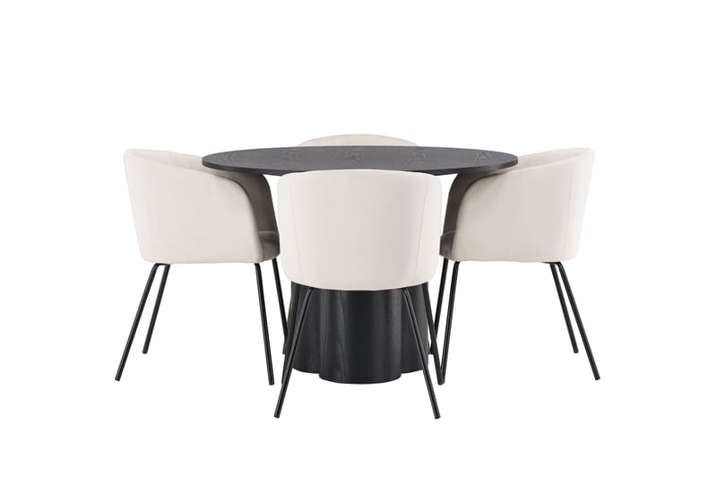 Olivia Matgruppe 110 cm Rund med 4 Berit Stoler, Beige