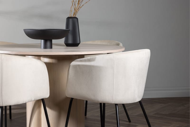 Olivia Matgruppe 110 cm Rund med 4 Berit Stoler - Whitewash - Møbler - Bord - Spisegrupper