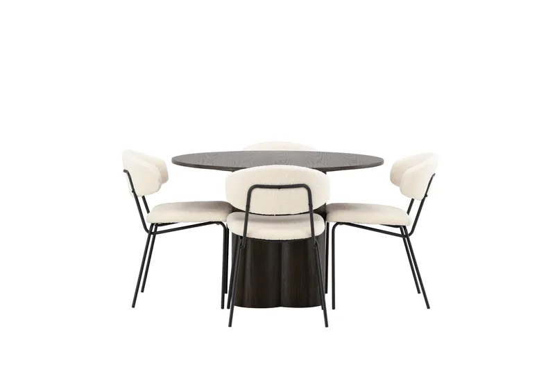 Olivia Matgruppe 110 cm Rund med 4 Chico Stoler - Mocca - Møbler - Bord - Spisegrupper