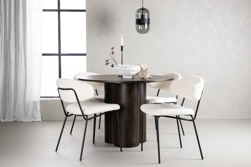 Olivia Matgruppe 110 cm Rund med 4 Chico Stoler - Mocca - Møbler - Bord - Spisegrupper