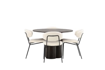 Olivia Matgruppe 110 cm Rund med 4 Chico Stoler - Mocca - Møbler - Bord - Spisegrupper