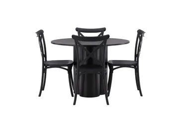 Olivia Matgruppe 110 cm Rund med 4 Crosett Stoler - Sort - Møbler - Bord - Spisegrupper