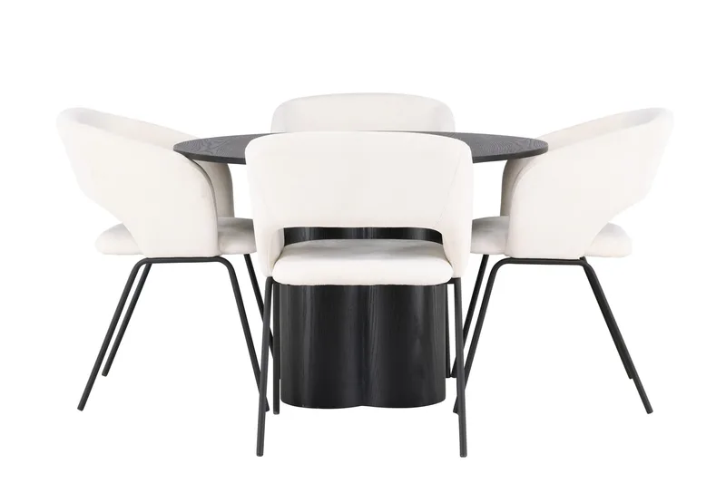Olivia Matgruppe 110 cm Rund med 4 Day Stoler, Sort