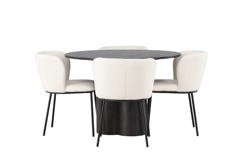 Olivia Matgruppe 110 cm Rund med 4 Edina Stoler, Mocca