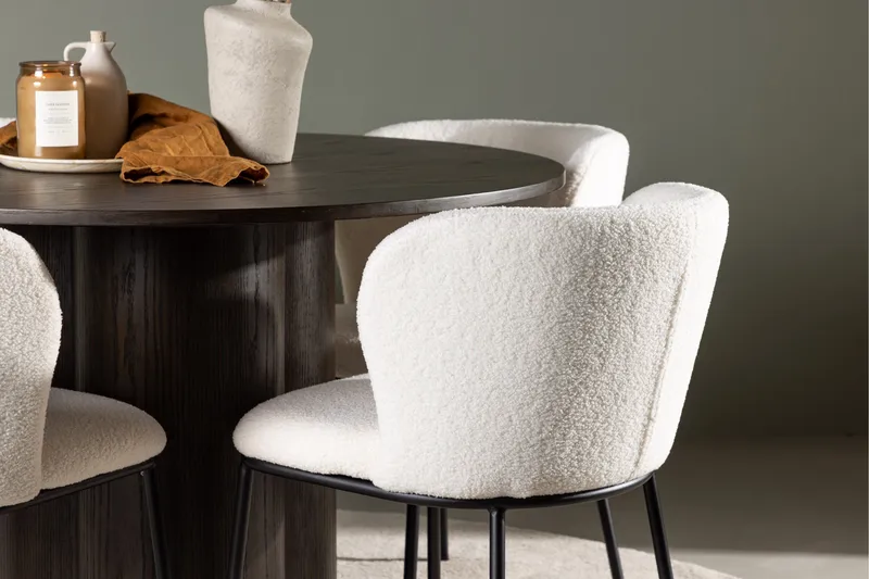 Olivia Matgruppe 110 cm Rund med 4 Edina Stoler - Mocca - Møbler - Bord - Spisegrupper