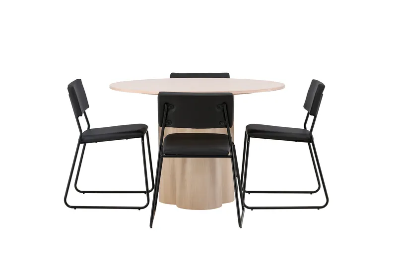 Olivia Matgruppe 110 cm Rund med 4 Kenth Stoler, Sort