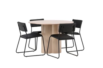 Olivia Matgruppe 110 cm Rund med 4 Kenth Stoler - Sort - Møbler - Bord - Spisegrupper