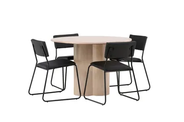 Olivia Matgruppe 110 cm Rund med 4 Kenth Stoler - Sort - Møbler - Bord - Spisegrupper