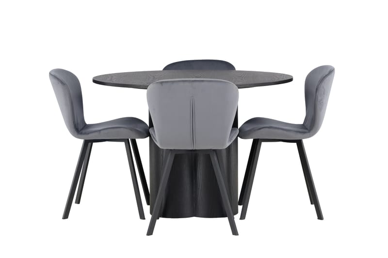 Olivia Matgruppe 110 cm Rund med 4 Lilja Stoler, Sort
