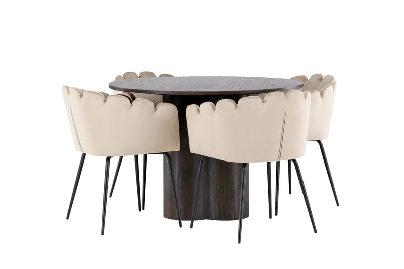 Olivia Matgruppe 110 cm Rund med 4 Limhamn Stoler - Beige - Møbler - Bord - Spisegrupper