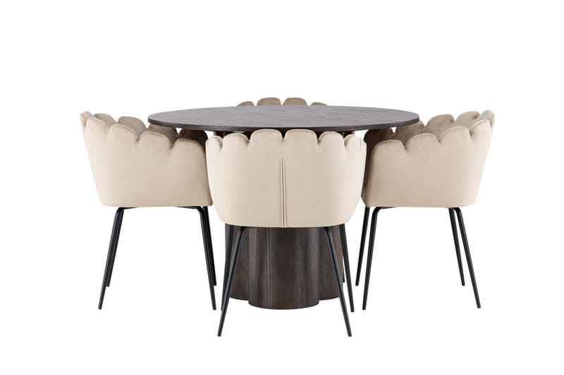 Olivia Matgruppe 110 cm Rund med 4 Limhamn Stoler, Beige