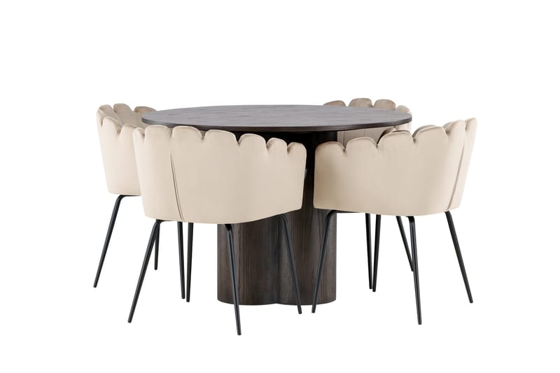 Olivia Matgruppe 110 cm Rund med 4 Limhamn Stoler - Beige - Møbler - Bord - Spisegrupper
