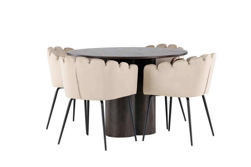 Olivia Matgruppe 110 cm Rund med 4 Limhamn Stoler - Beige - Møbler - Bord - Spisegrupper