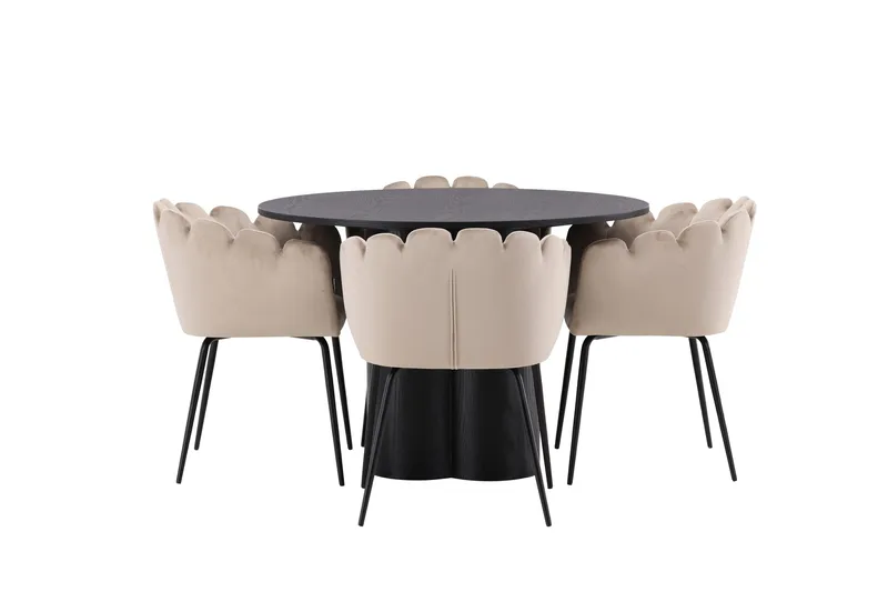 Olivia Matgruppe 110 cm Rund med 4 Limhamn Stoler, Beige