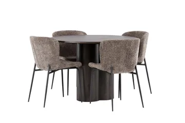 Olivia Matgruppe 110 cm Rund med 4 Modesto Stoler - Beige - Møbler - Bord - Spisegrupper