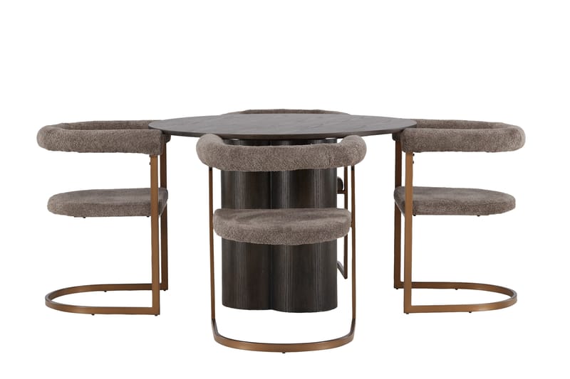 Olivia Matgruppe 110 cm Rund med 4 Morning Stoler, Brun