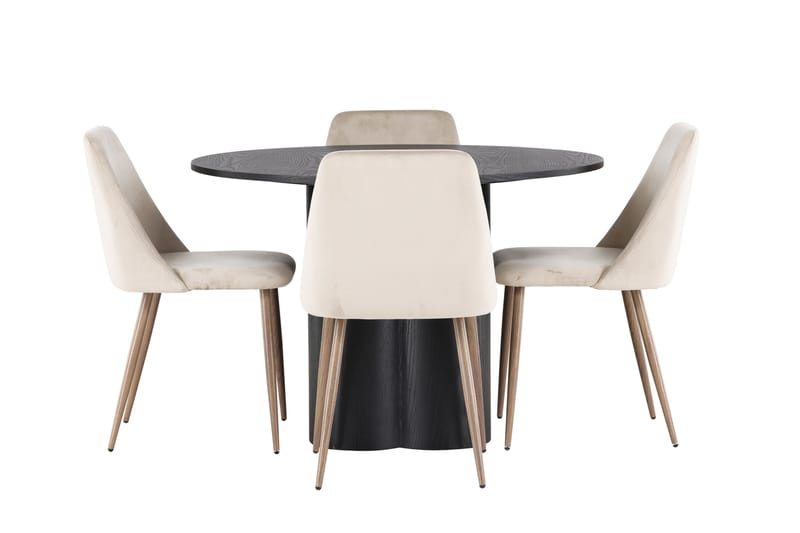Olivia Matgruppe 110 cm Rund med 4 Night Stoler, Sort