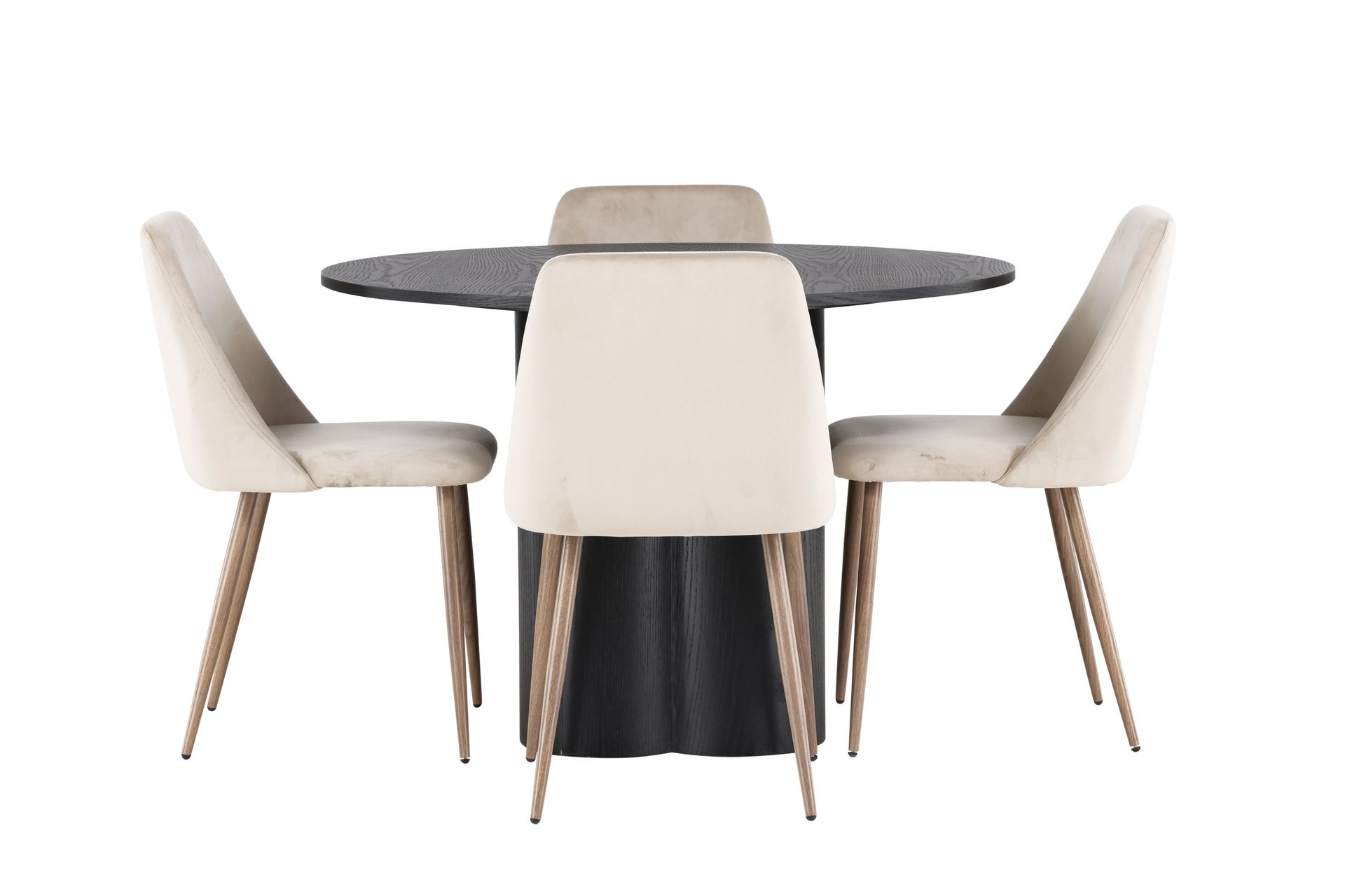 Olivia Matgruppe 110 cm Rund med 4 Night Stoler - Sort - Møbler - Bord - Spisegrupper