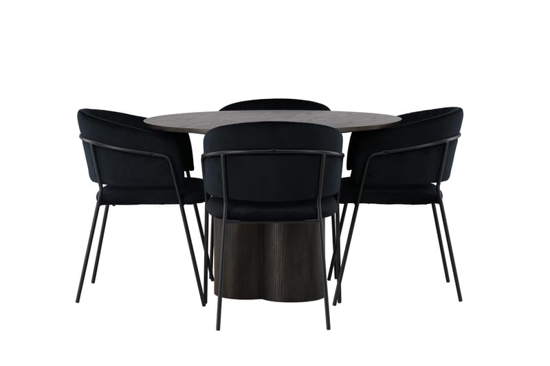 Olivia Matgruppe 110 cm Rund med 4 Selma Stoler, Sort