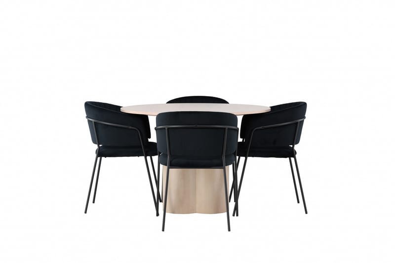 Olivia Matgruppe 110 cm Rund med 4 Selma Stoler, Sort