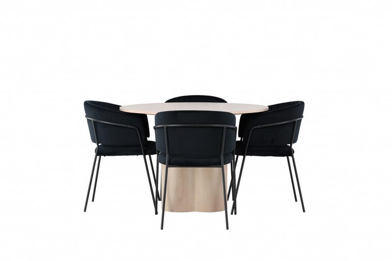 Olivia Matgruppe 110 cm Rund med 4 Selma Stoler - Sort - Møbler - Bord - Spisegrupper